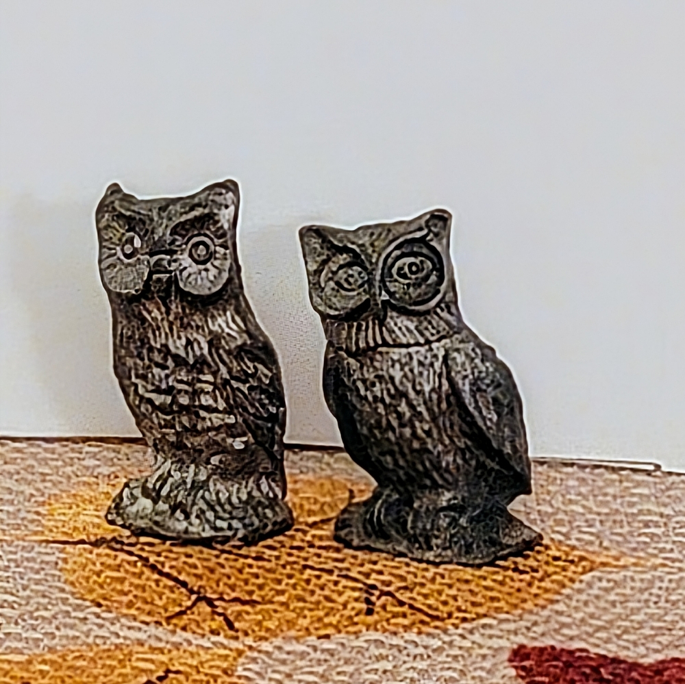 Owl Small Pewter Figurines Mini Owl Family Group Shelf Decor Set of 4 Vintage - Picture 6 of 12